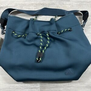 $90 Adidas Favorite‎ Tote Bag HY3005 Navy Arctic Night Neon Green Drawstring NWT